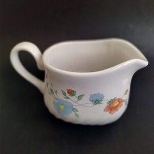 Corelle Coordinates Stoneware Gravy Boat Blue Orange Wildflowers Vintage